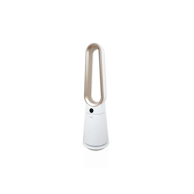 NNIO BLDC Bladeless Fan with Remote (N6200DCBLFR) - 1 - White and gold electric humidifier, sleek design, modern aesthetic