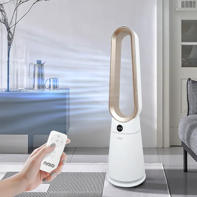 NNIO BLDC Bladeless Fan with Remote (N6200DCBLFR) - 4 - smart air purifier, modern home, digital control panel, white and