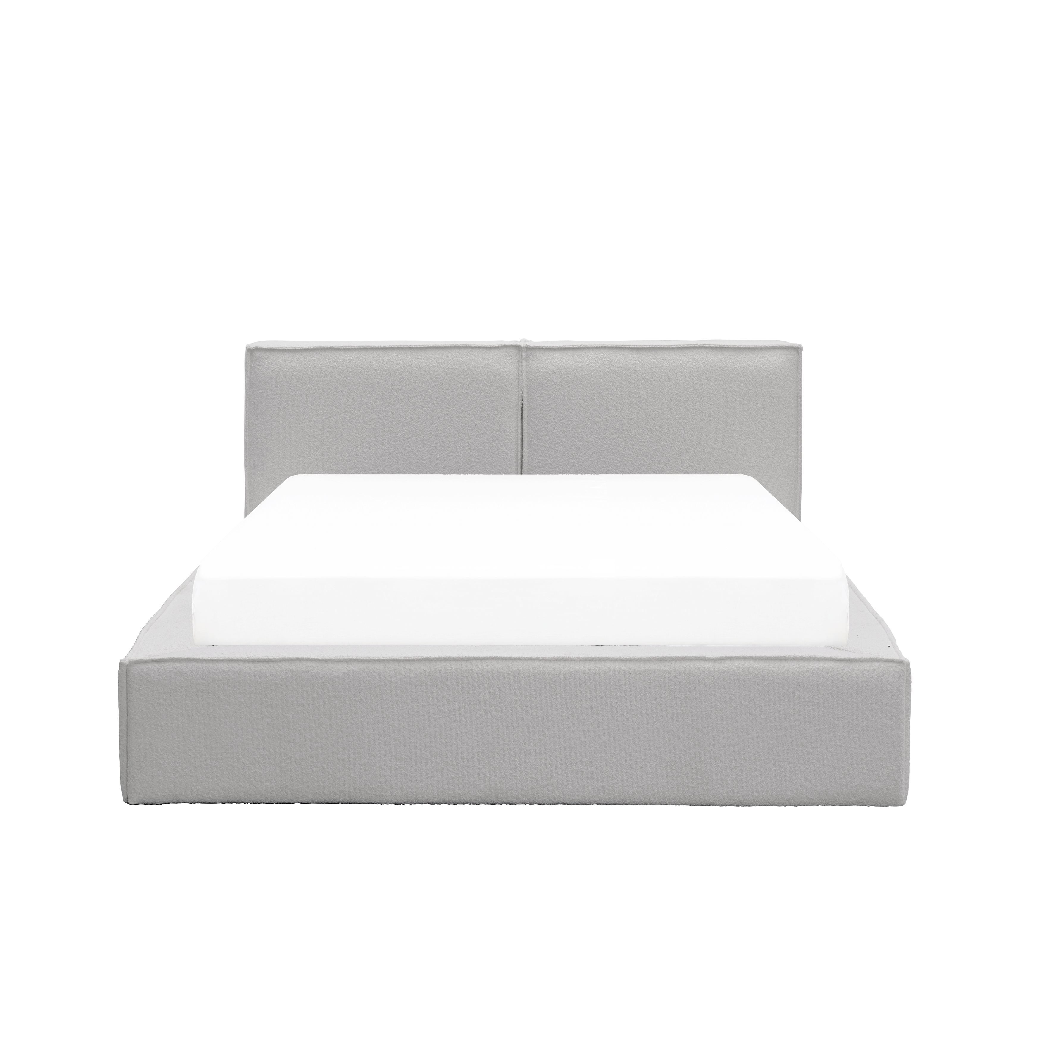 Maine Storage Queen Bed - Light Grey Boucle