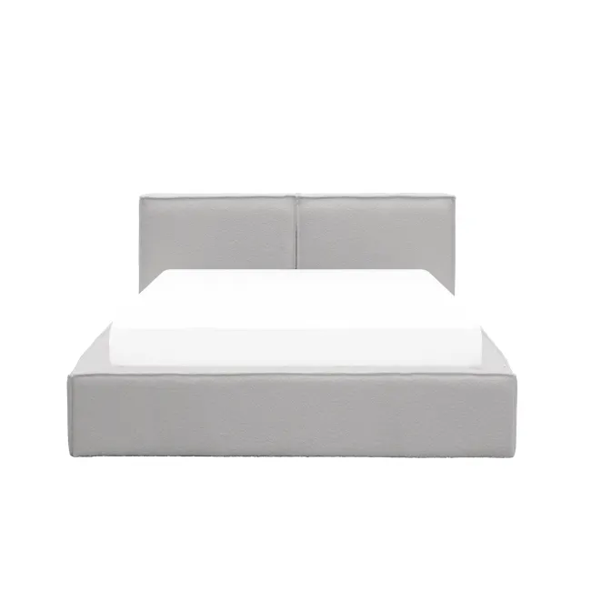 Maine Storage Queen Bed - Light Grey Boucle - 1