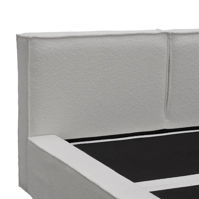 Maine Storage Queen Bed - Light Grey Boucle - 13
