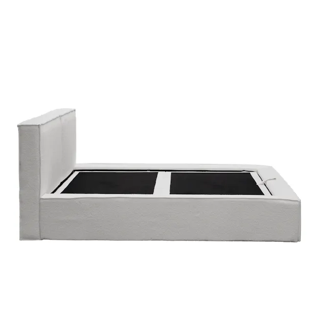Maine Storage Queen Bed - Light Grey Boucle - 10