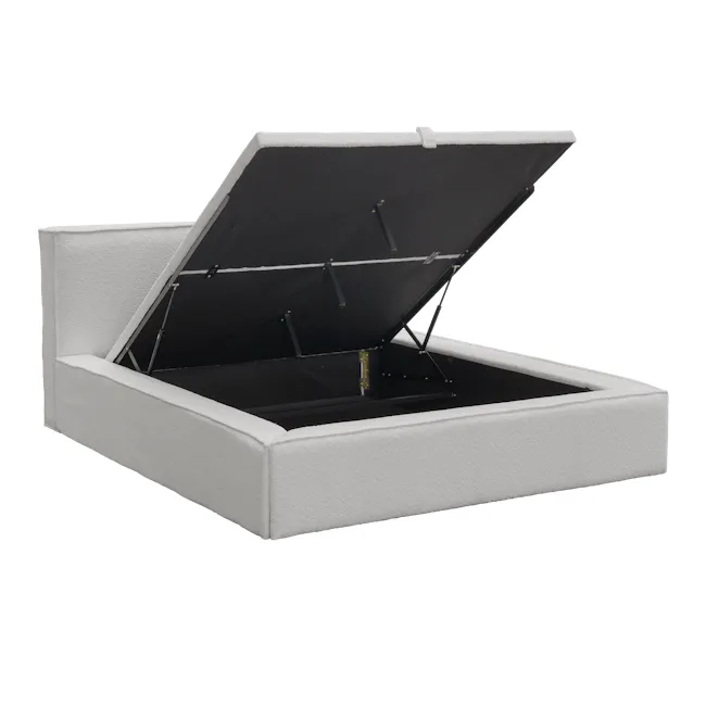 Maine Storage Queen Bed - Light Grey Boucle - 9