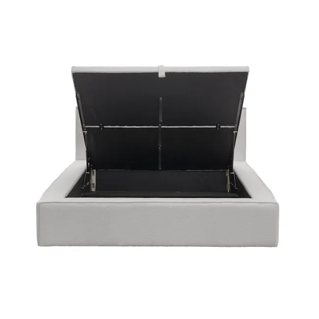 Maine Storage Queen Bed - Light Grey Boucle - 8