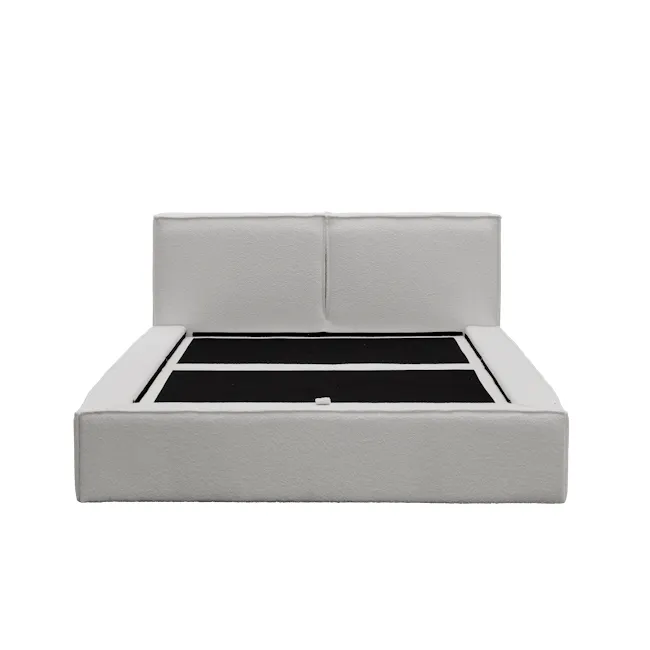 Maine Storage Queen Bed - Light Grey Boucle - 7