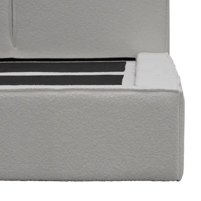 Maine Storage Queen Bed - Light Grey Boucle - 19