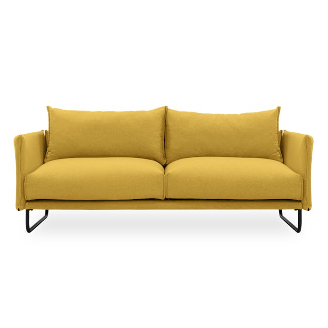 (As-is) Frank 3 Seater Lounge Sofa - Mustard, Down Feathers, Deep Seats - 0