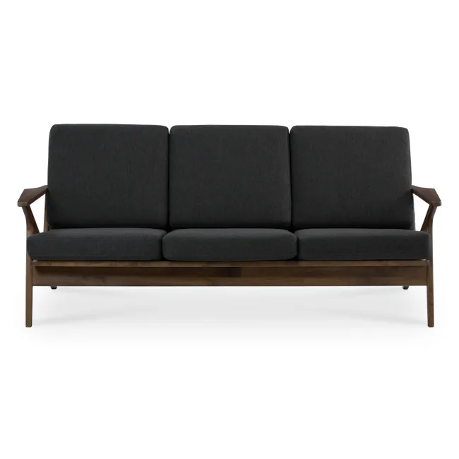 Aston 3 Seater Sofa - Seal - 7 - modern sofa, dark gray upholstery, wooden frame, minimalist design, three-seater couch