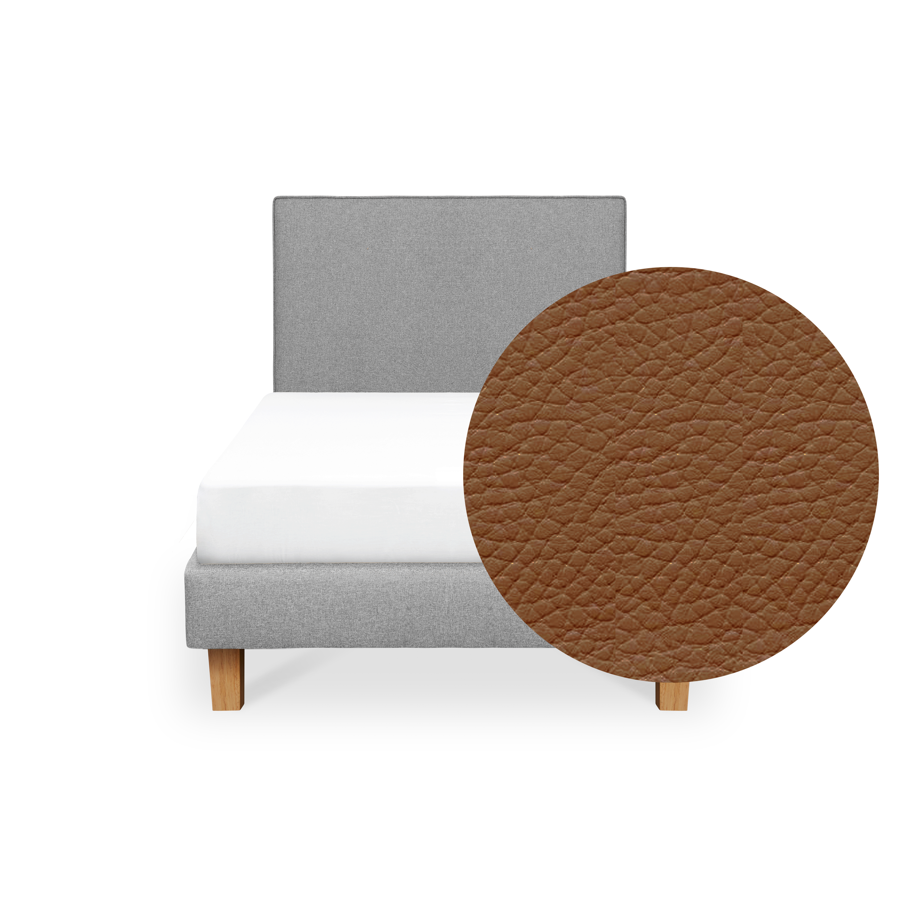 ESSENTIALS Single Headboard Divan Bed - Tan (Faux leather)