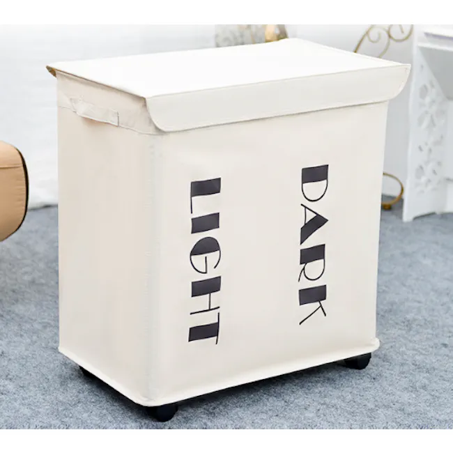 Mory Laundry Hamper with Wheels - 7 - Sleek, modern storage solution with dual compartments, Dual purpose storage bin with