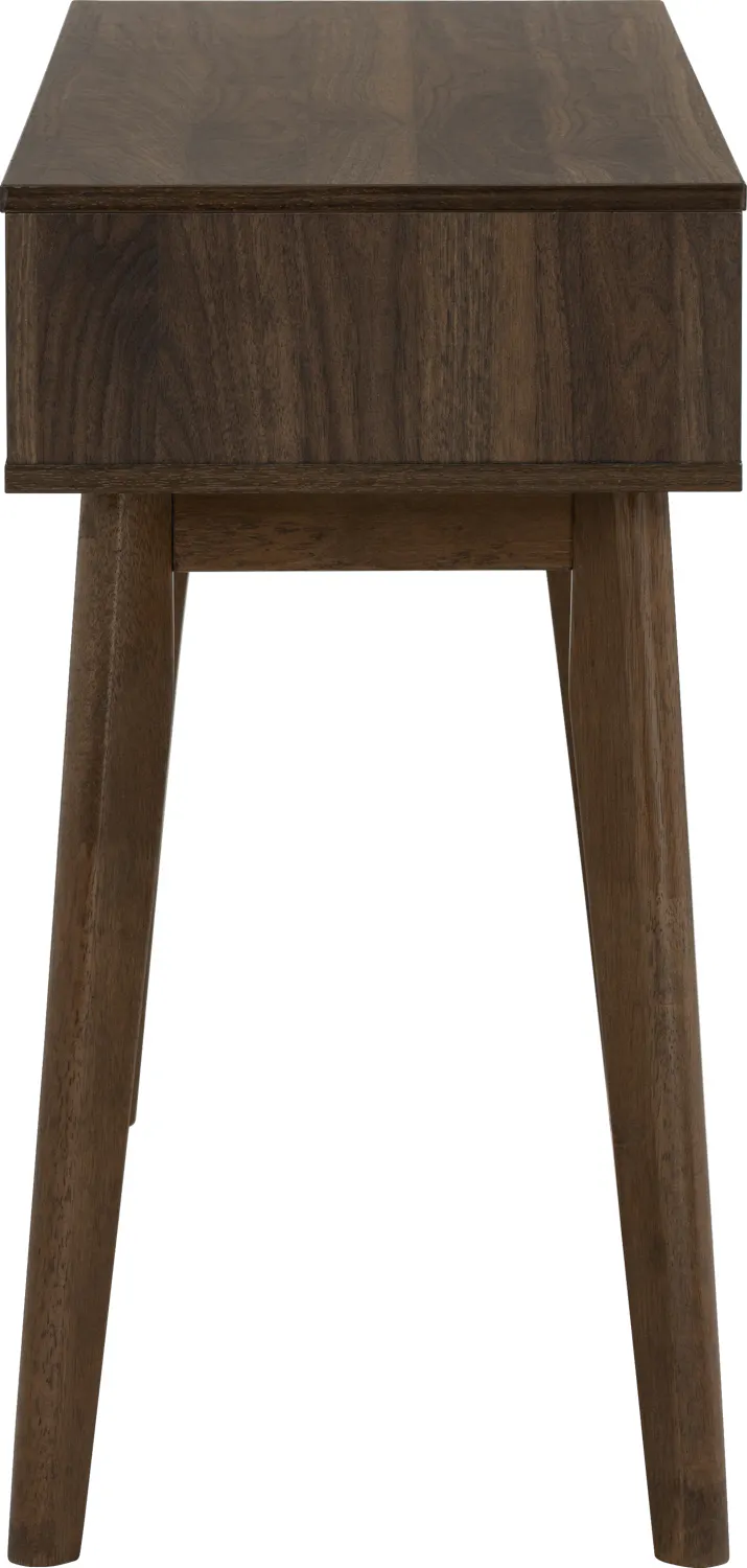 Herschel Console Table 1.2m - Walnut - 9 - Dark wood table with rich, warm grain texture, rectangular top and four sturdy