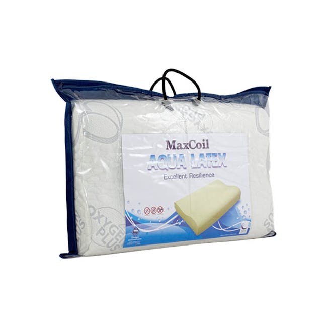 MaxCoil Aqua Latex Oxygen Plus Pillow - 1 - Aqua Latex, Excellent Resilience, MaxCoil packaging, Water-resistant, Soft and