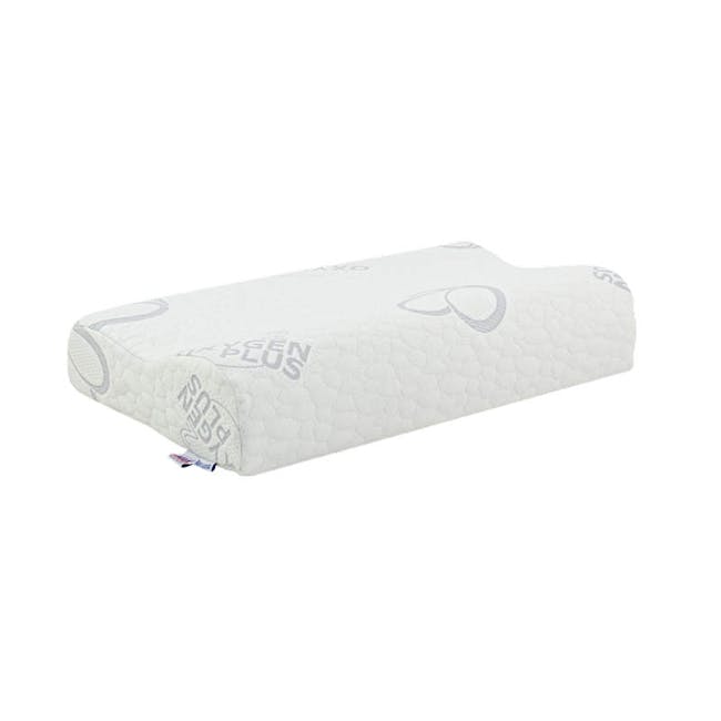 MaxCoil Aqua Latex Oxygen Plus Pillow - 3 - White mattress with textured pattern, ergonomic design, breathable material