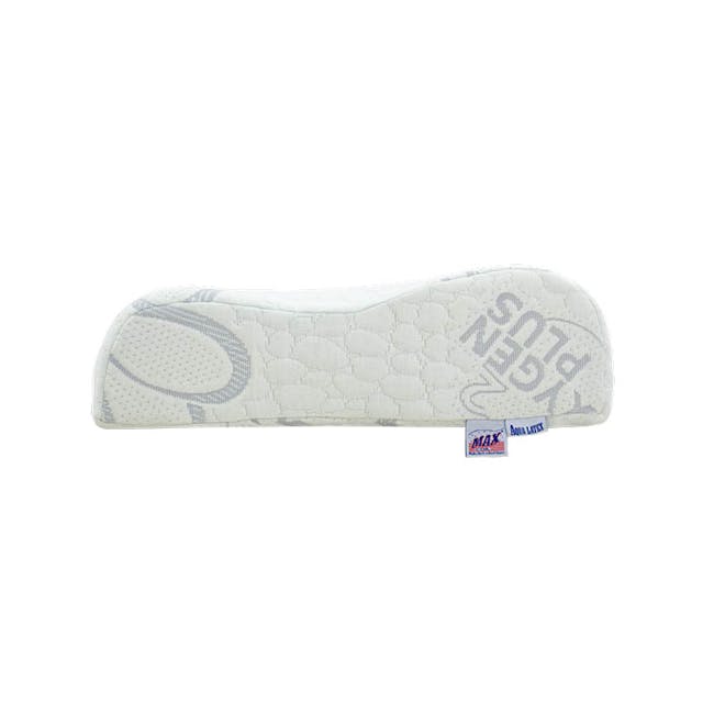MaxCoil Aqua Latex Oxygen Plus Pillow - 6 - White cushion with crocodile print design, ergonomic shape, cushioned footbed