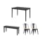 Koa Dining Table 1.2m in Black Ash with Koa Bench 1.1m and 2 Bartel Chairs with Wooden Seat in Black - 0
