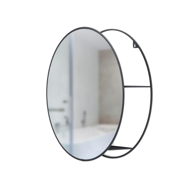 Cirko Round Storage Mirror 50 cm - Black - 3