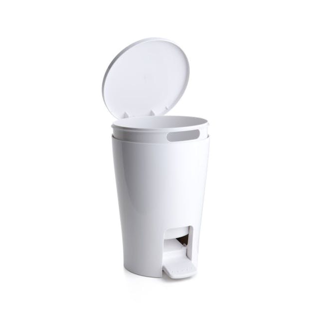 Tatay Bathroom Dustbin 5L - White - 2 - White cylindrical trash bin, open lid, modern design, minimalist aesthetic