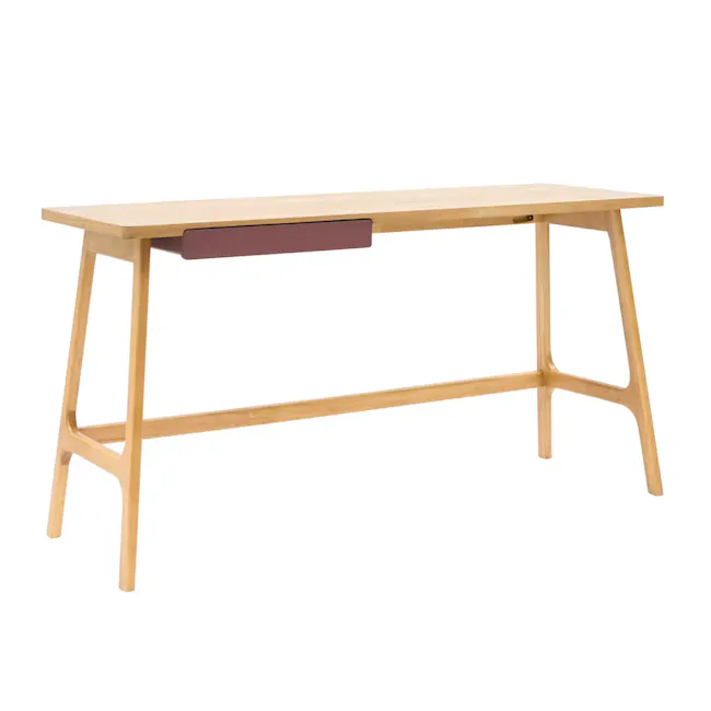 (As-is) Morey Study Table 1.4m - Natural, Penny Brown - 1