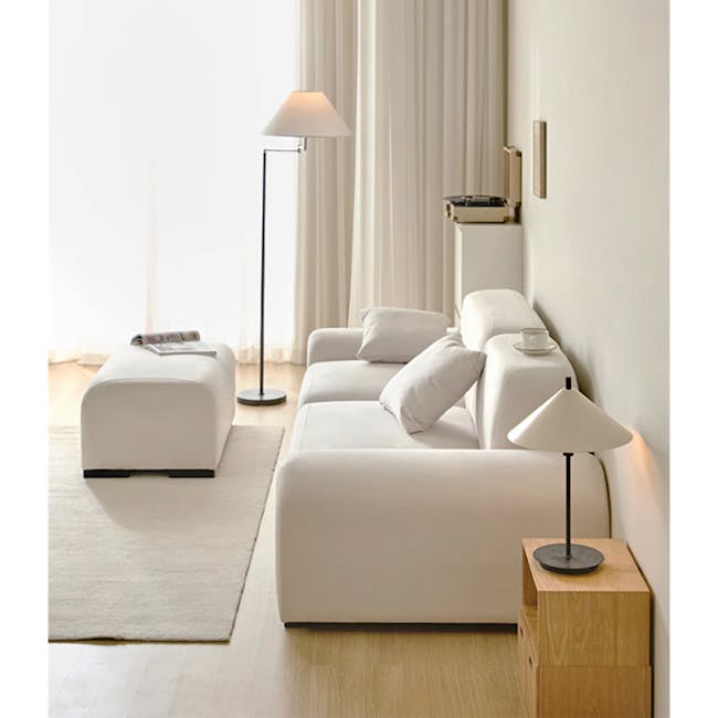 Sono 3 Seater Extended Sofa - Ivory (Pet Friendly) - 4 - Minimalist living room, modern furniture, white sectional sofa