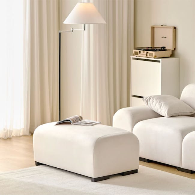 Sono 3 Seater Extended Sofa - Ivory (Pet Friendly) - 27 - White modern living room, minimalist furniture, cozy seating area