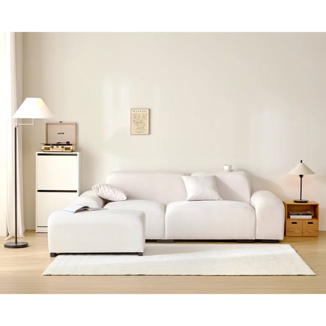 Sono 3 Seater Extended Sofa - Ivory (Pet Friendly) - 5 - White modern living room, minimalist decor, cozy sofa, white