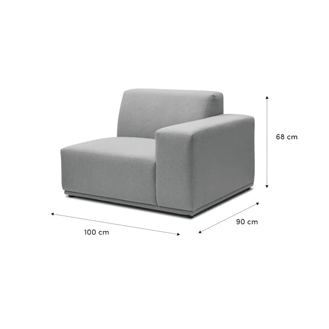 Milan Right Arm Unit - Ivory (Fabric) - 5 - Modern gray sofa, 68 cm height, 90 cm width, 100 cm depth, fabric upholstery