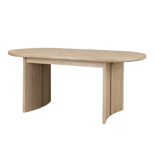 Catania Dining Table 1.8m - 1 - Light wood table, minimalist design, natural finish, curved top, rectangular shape, wooden
