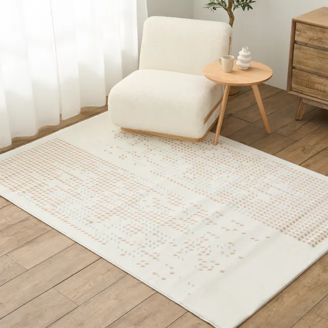 Iris Low Pile Rug - Microdot (3 Sizes) - 2 - White, cozy, modern, minimalist, soft, plush, textured, comfortable, inviting