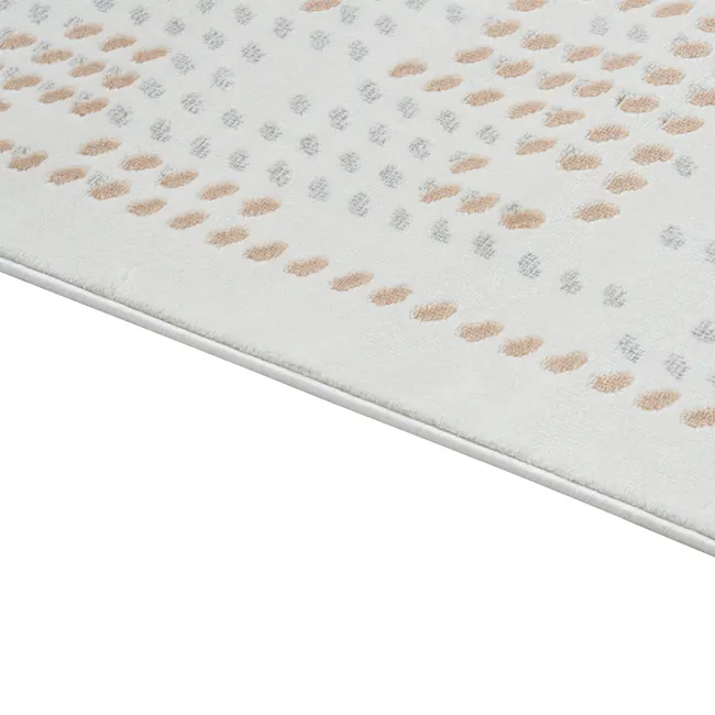 Iris Low Pile Rug - Microdot (3 Sizes) - 6 - Soft, beige animal print fabric, White textured carpet with animal motifs