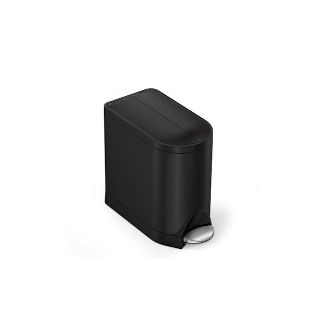 simplehuman 10L Butterfly Step Bin - Matte Black - 2 - Black sleek device, minimalist design, modern aesthetic, ergonomic
