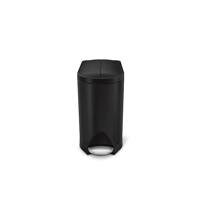 simplehuman 10L Butterfly Step Bin - Matte Black - 1 - Sleek black cylindrical trash can with modern design, Minimalist