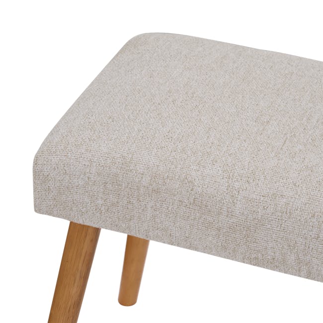 Miranda Bench 1m - Natural, Beige - 7 - Woven fabric, beige, textured, natural fiber, wooden chair, wooden legs, rustic