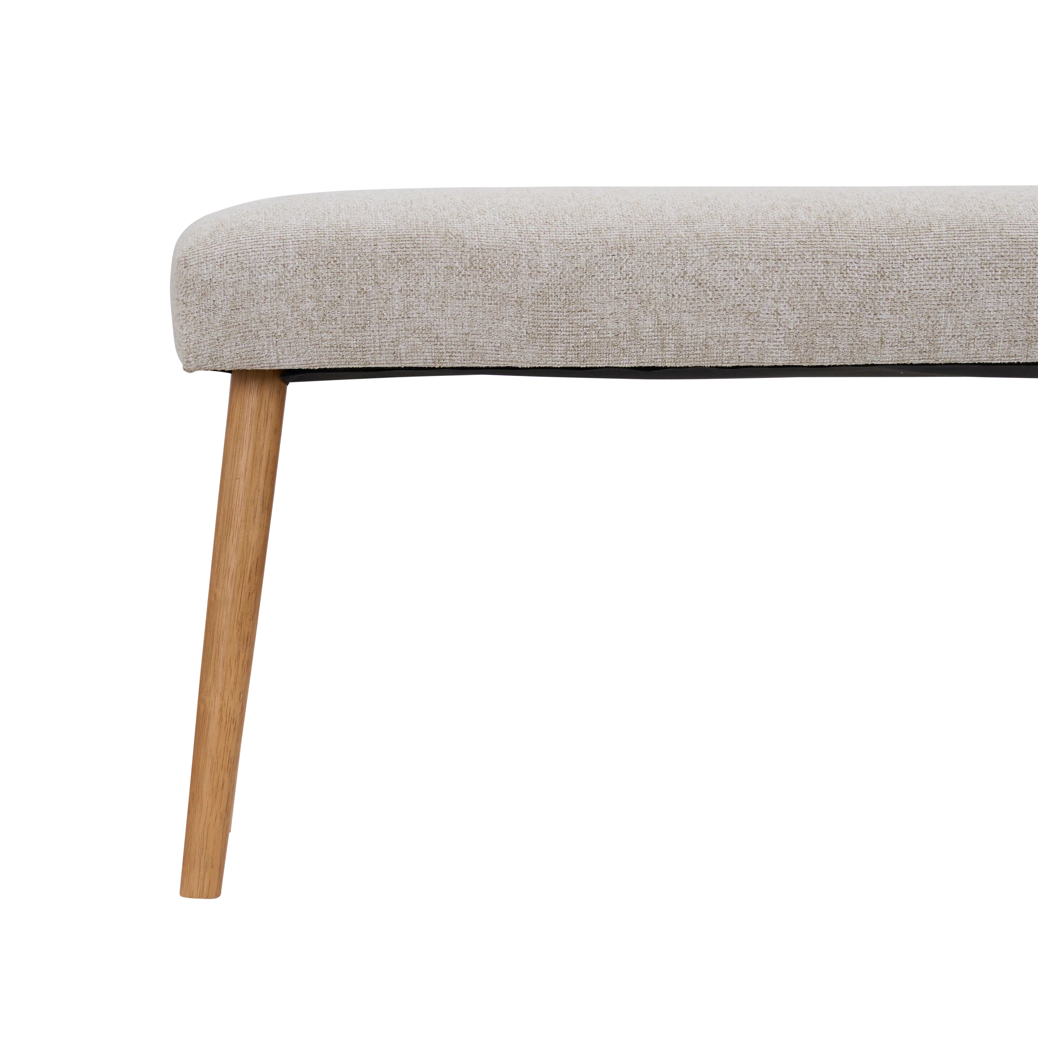 Miranda Bench 1m - Natural, Beige - 9 - Beige upholstered bench, wooden legs, minimalist design, soft fabric upholstery