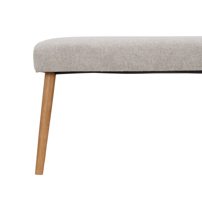 Miranda Bench 1m - Natural, Beige - 9 - Beige upholstered bench, wooden legs, minimalist design, soft fabric upholstery