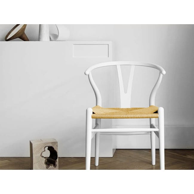 Caine Chair - White, Natural Cord - 1