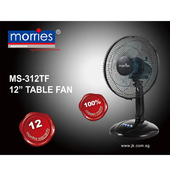MORRIES 12 Inch Desk Fan - 4 - Morries MS-312TF 12" Table Fan, Copper Motor 100% Warranty, 12 Months Warranty, Stylish and
