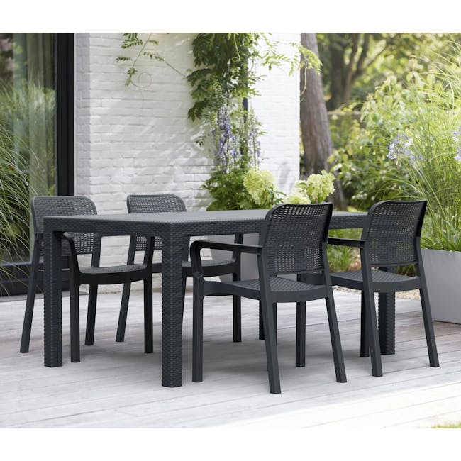 Melody Table with Samanna Chairs Set - Graphite - 1