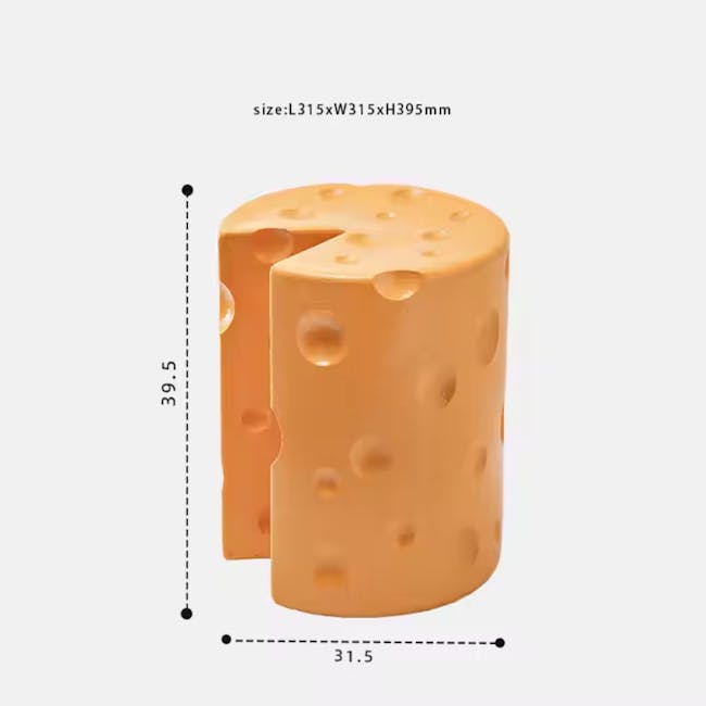 Resin Sculpture Decor Stool - Cheese Block - 4