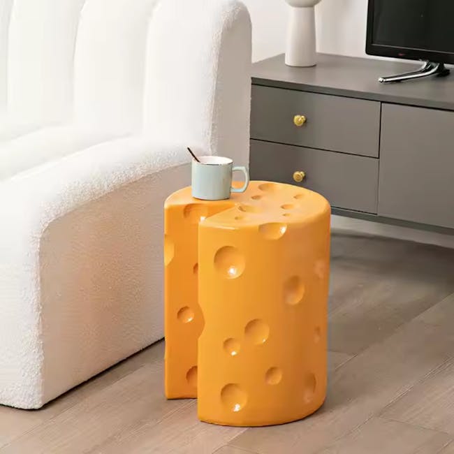 Resin Sculpture Decor Stool - Cheese Block - 5