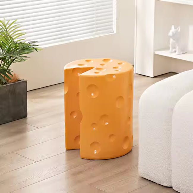 Resin Sculpture Decor Stool - Cheese Block - 6