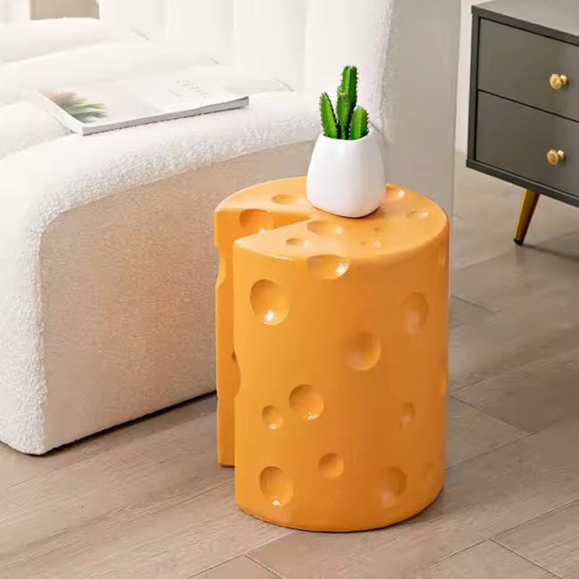 Resin Sculpture Decor Stool - Cheese Block - 2