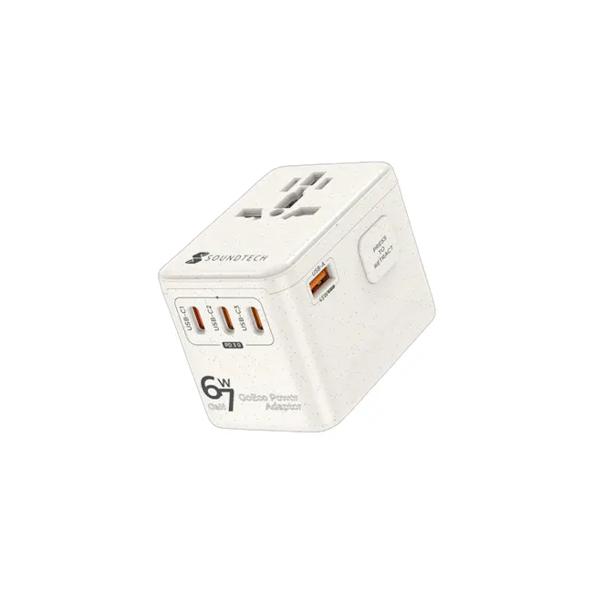 SOUNDTECH World Travel Adaptor with GaN PD67Watts USB Quick Charger (TA-667C) - 1