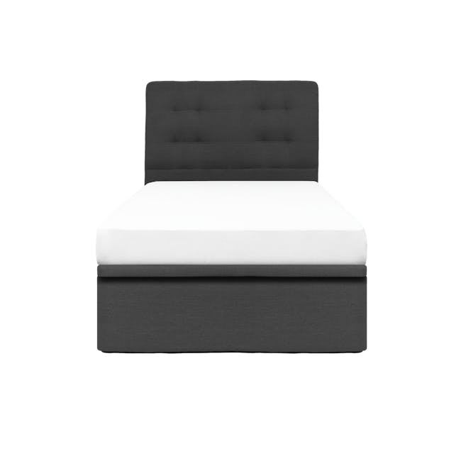 ESSENTIALS Super Single Headboard Storage Bed - Smoke (Fabric) - 0