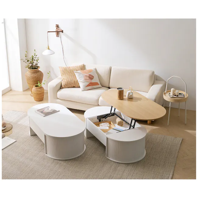 (As-is) Marche Lift-Up Storage Coffee Table 1.2m - Natural, White - 3 - 15