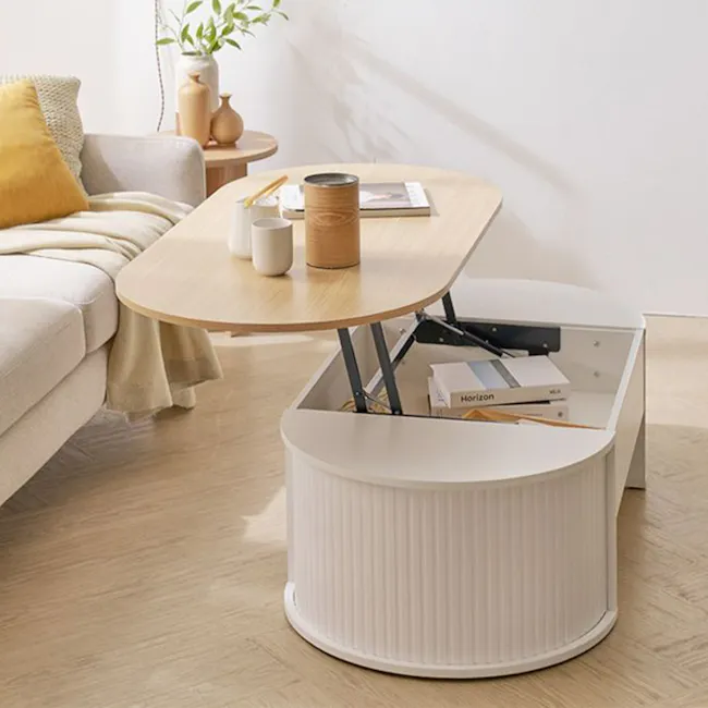 (As-is) Marche Lift-Up Storage Coffee Table 1.2m - Natural, White - 3 - 12