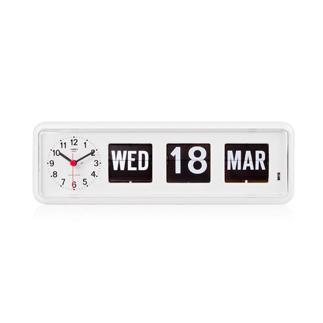 TWEMCO Calendar Flip Wall/Counter Clock - White - 0