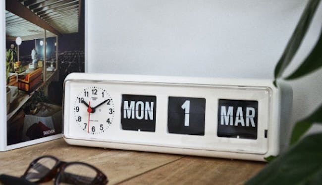 TWEMCO Calendar Flip Wall/Counter Clock - White - 2