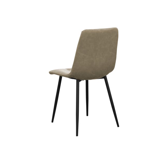 (As-is) Friska Dining Chair - Taupe (Faux Leather) - 10 - Modern minimalist chair, beige upholstered seat, black metal legs