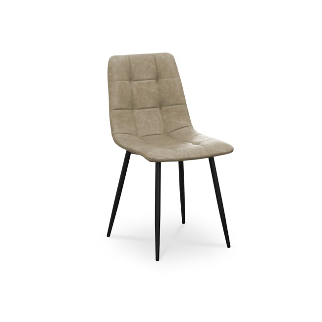 (As-is) Friska Dining Chair - Taupe (Faux Leather) - 1 - Modern upholstered chair, beige fabric, cushioned seat, sleek