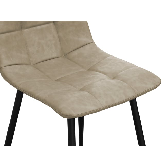 (As-is) Friska Dining Chair - Taupe (Faux Leather) - 8 - Beige upholstered chair with quilted design, black metal legs